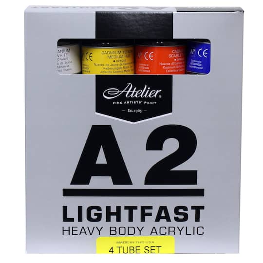 Atelier 4oz. A2 4 Color Heavy Body Lightfast Artist Acrylic Set